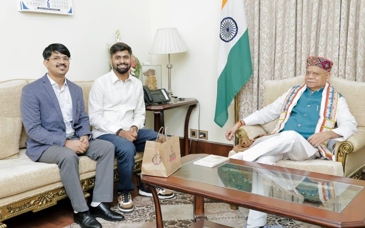 Shri Kumar Abhishek with the Governor of Telangana, Shri Shiv Pratap Shukla